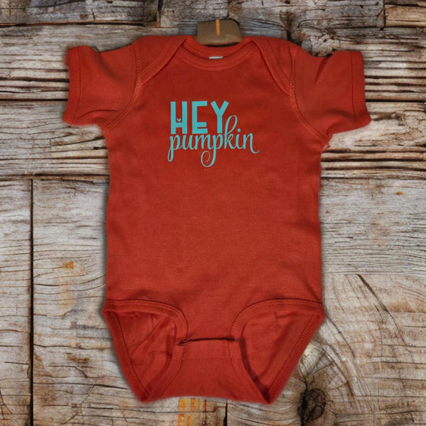 Hey Pumpkin Baby Bodysuit, Rust Orange Fall Infant Bodysuit, Thanksgiving Baby Outfit, Cute Autumn Baby Shower Gift