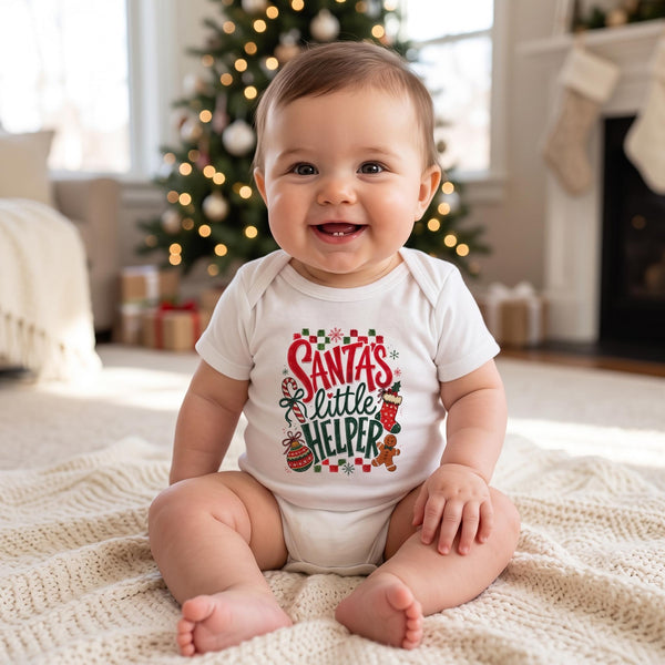 Santa's Little Helper Baby Bodysuit, Cute Holiday Infant Outfit, Christmas Baby Shower Gift, Holiday Elf One-piece