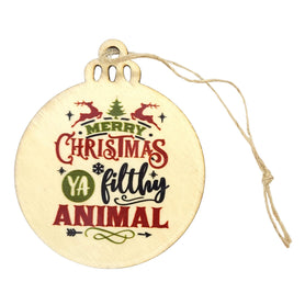 Funny Christmas Wood Ornament Filthy Animal, Merry Christmas Ya Filthy Animal Bauble, Laser Cut Wooden Gift, Home Alone Decor