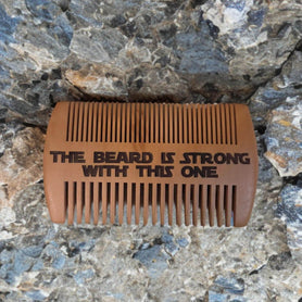 Engraved Wooden Beard Comb with Case, The Beard Is Strong With This One, Men's Grooming Gift, Dual Action Pocket Beard & Moustache Comb