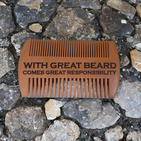 Engraved Sandalwood Beard Comb with Case, With Great Beard Comes Great Responsibility, Men's Grooming Gift, Pocket Beard & Moustache Comb