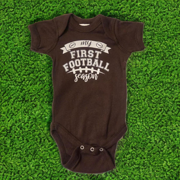 Huddles and Cuddles Baby Bodysuit: Cotton Football Themed Infant One-Piece