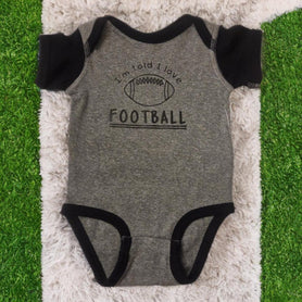 I'm Told I Love Football Baby Bodysuit, Heather Gray & Black Game Day Infant Outfit, Sports Baby Shower Gift, Cute Infant Bodysuit