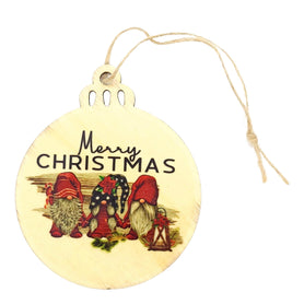 Merry Christmas Gnomes Wood Ornament, Scandinavian Gonk Tree Bauble, Rustic Laser Cut Holiday Decor, Nordic Christmas Gift Tag