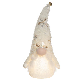 Polyester 20.87" Cream Christmas Light Up Gnome Sitter