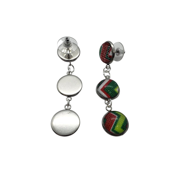 Chevron design three bezel Christmas/ holiday drop earrings