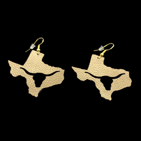Longhorn steer in Texas silhouette faux leather earrings