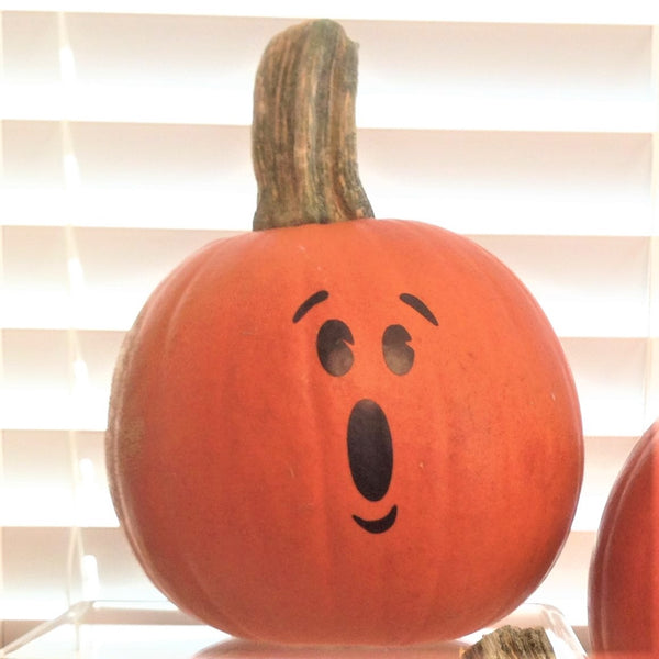 Small pumpkin face art vinyl label decal for pumpkins, 1 decal, choose face [H6]