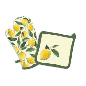 Painterly Lemons Oven Mitt & Pot Holder Set