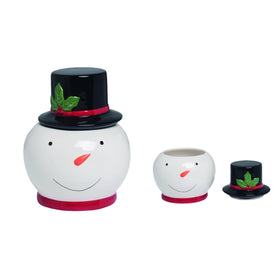 Dolomite 8 in. White Christmas Snowman Head Cookie Jar