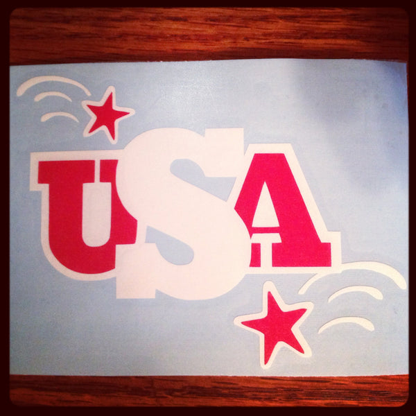Two color U.S.A. Decal with shooting stars