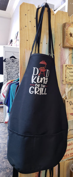 Dad: King of the grill apron. You choose design color. NEW APRON STYLE!