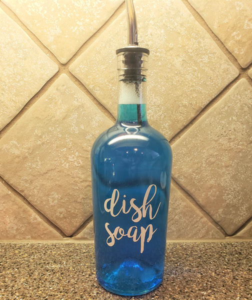 Dish Soap art vinyl container bottle label decal, you pick color, 2.5" H x 2" W.