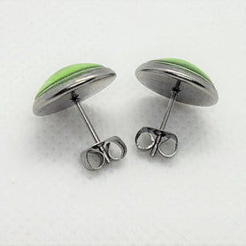 12mm (.47") diameter, circular, pink, stainless steel stud earrings