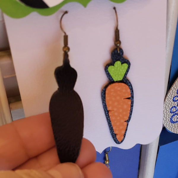 Cute carrot faux leather earrings