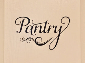 Pantry word art large label decal with swirly flourish