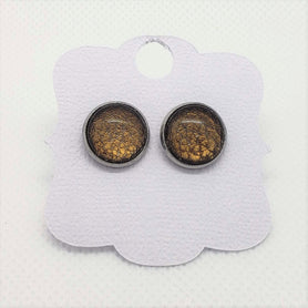 12mm (.47") diameter, circular, bronze, stainless steel stud earrings