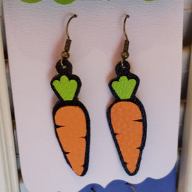 Cute carrot faux leather earrings