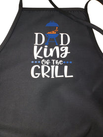 Dad: King of the grill apron. You choose design color. NEW APRON STYLE!