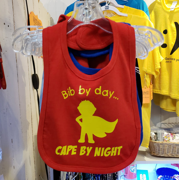 Bib by day, cape by night bib. Baby humor, superhero, caped crusader, baby boss