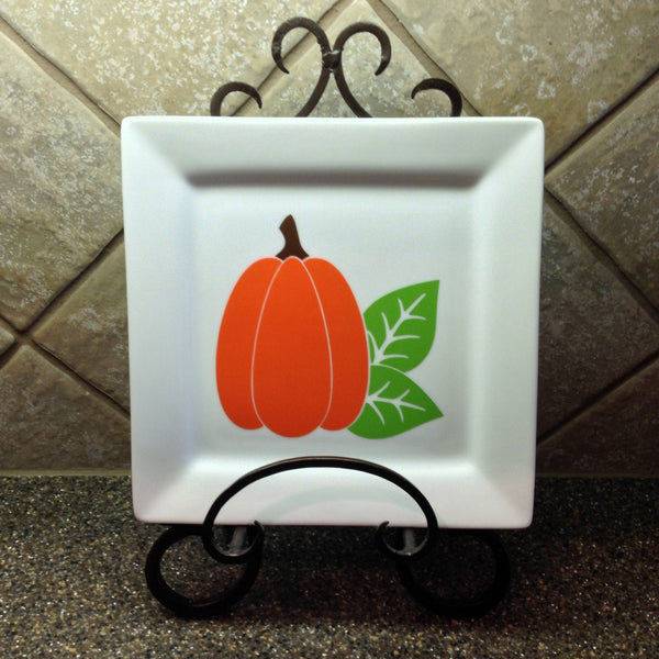 5" H x 5" W Harvest pumpkin décor vinyl decal for plates, containers, windows+
