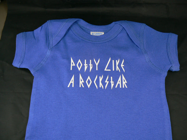 Potty like a rock star bodysuit / creeper / one-piece. Baby humor, funny, play on words