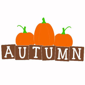 Autumn with pumpkins vinyl decal for plates, containers, windows, and more