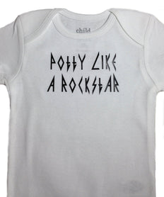 OVERSTOCK SALE! Potty like a rock star bodysuit / creeper. Baby humor, funny, play on words, party like a rock star.