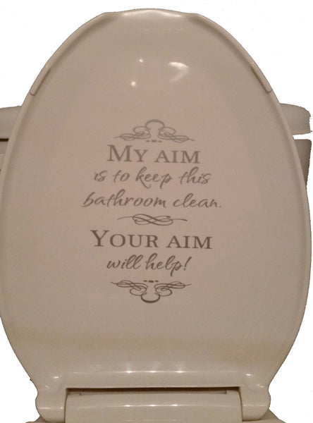 My aim is to keep this bathroom clean...  Removable vinyl wall art decal 7" x 8.5"