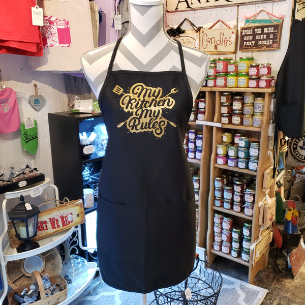 My kitchen My rules apron. Many design color options. NEW APRON STYLE!