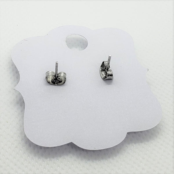 12mm (.47") diameter, circular, black, stainless steel stud earrings